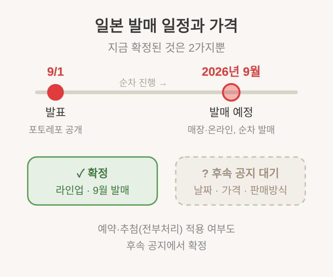 일본 발매 일정