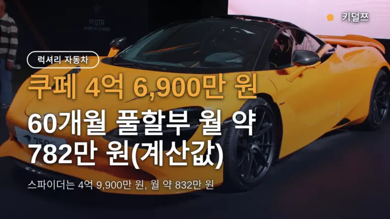 맥라렌 750S 풀할부 월 납입금 약 782만 원 — 쿠페 4억 6,900만 원 확정가와 사야 하나