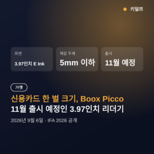 Boox Picco 전자책 리더기, 3.97인치 초소형 11월 출시