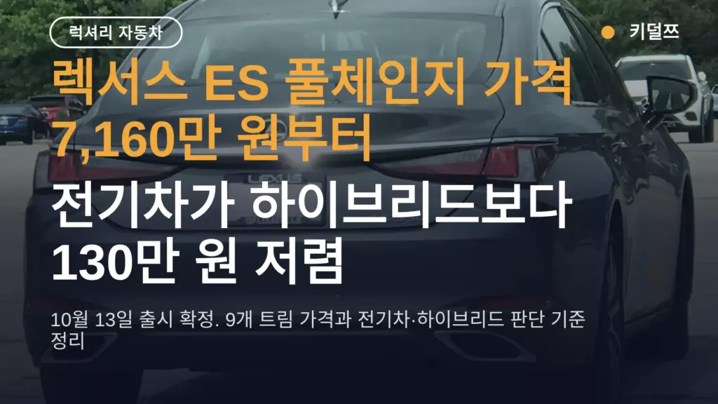 렉서스 ES 풀체인지 가격 7,160만 원부터 — 전기차가 하이브리드보다 130만 원 저렴