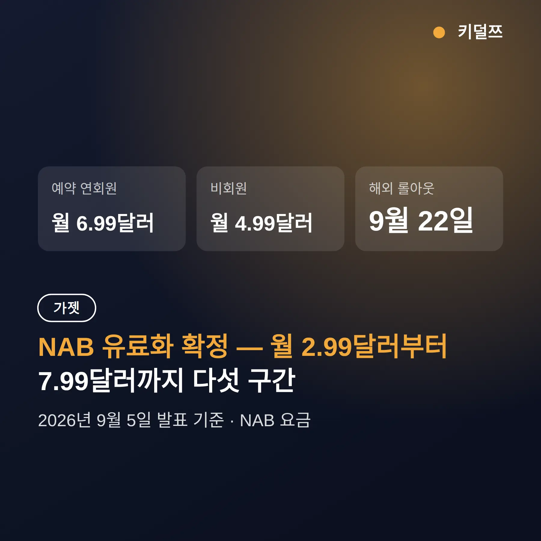 NAB 유료화 가격 확정 — 예약자·비회원 요금 차이 정리