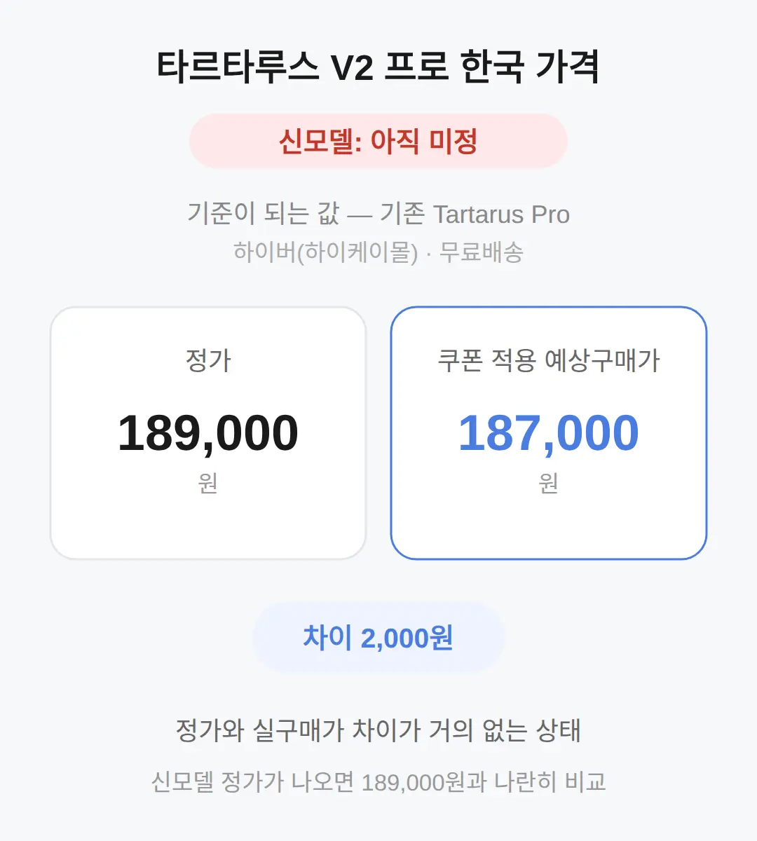 타르타루스 V2 프로 한국 가격 — 아직 미정, 기준이 되는 숫자