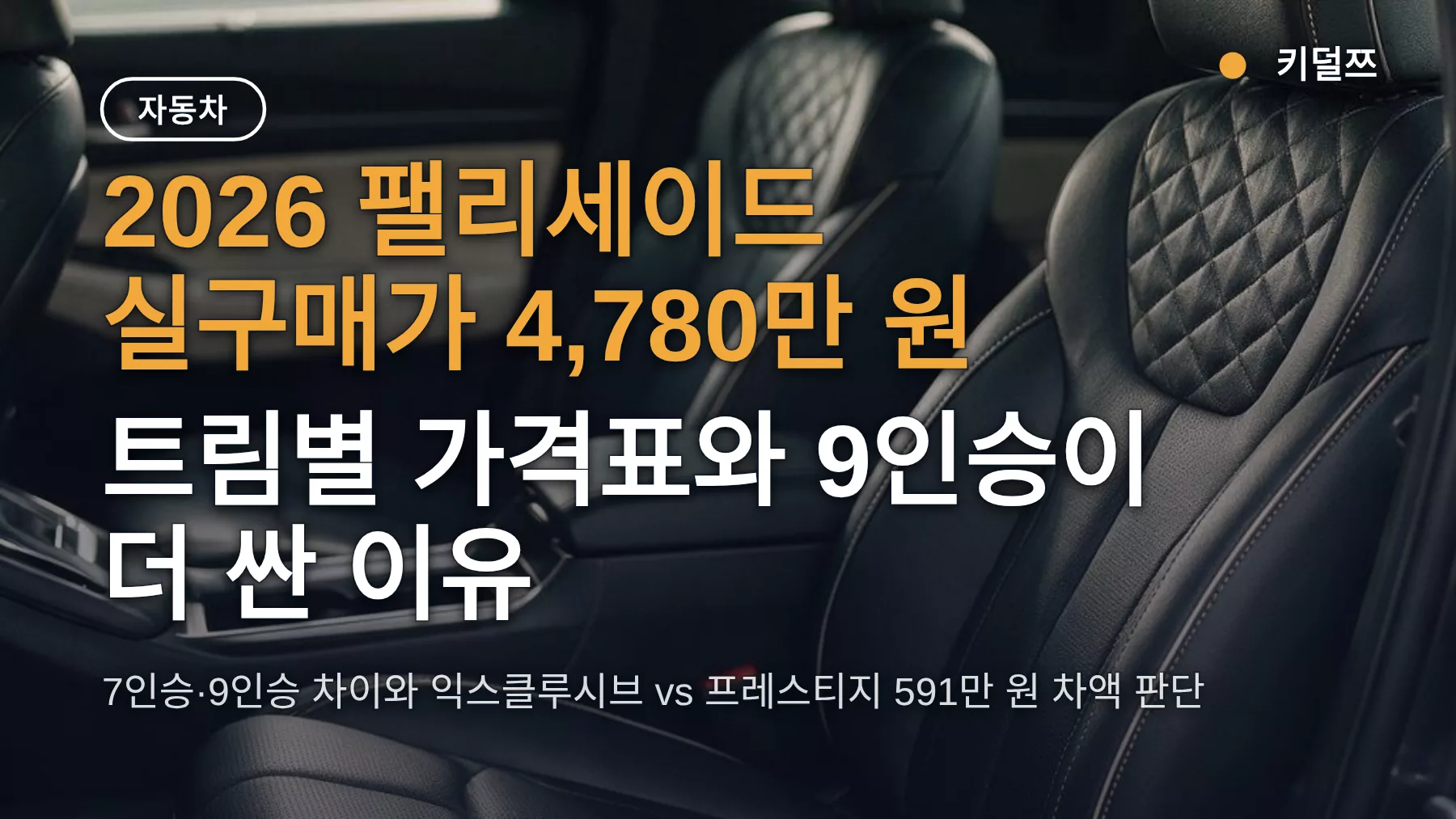 2026 팰리세이드 실구매가 4,780만 원 — 트림별 가격표와 9인승이 더 싼 이유