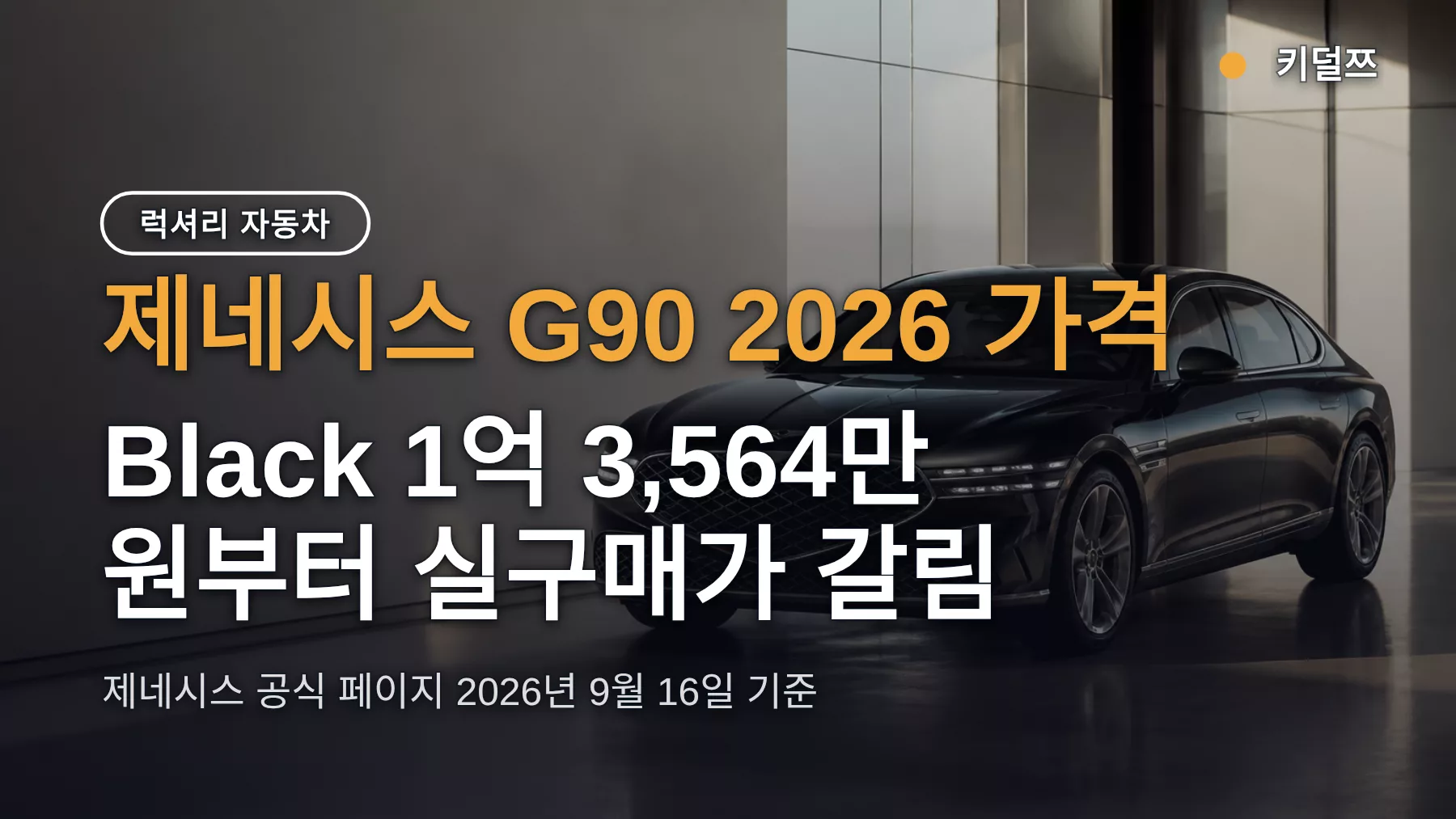 제네시스 G90 2026 가격, Black 1억 3,564만 원부터 실구매가 갈림